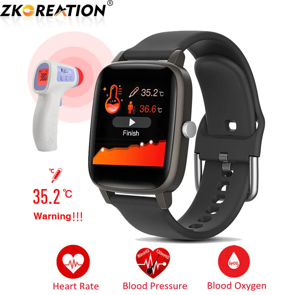 Смарт часы ZKCREATION T98 с измерением температуры тела пульсометром тонометром и