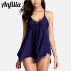 Женский купальник-танкини Anfilia, однотонный купальник из двух предметов, пляжная одежда