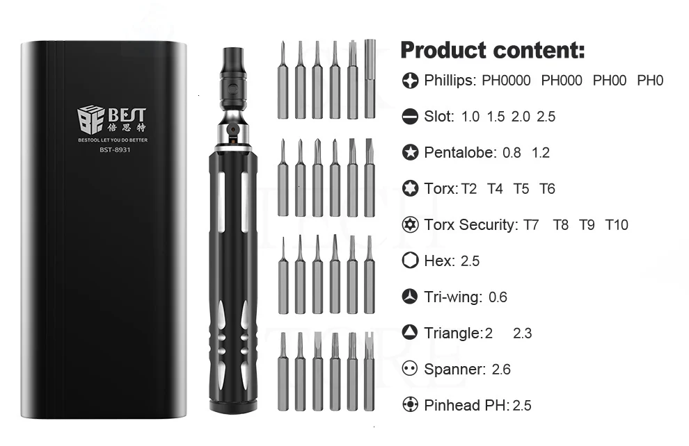 BST-8931 25 In 1 Gift Mini Screwdriver Set With Premium Quality Aluminum Case High Quality Precision Screwdriver Set