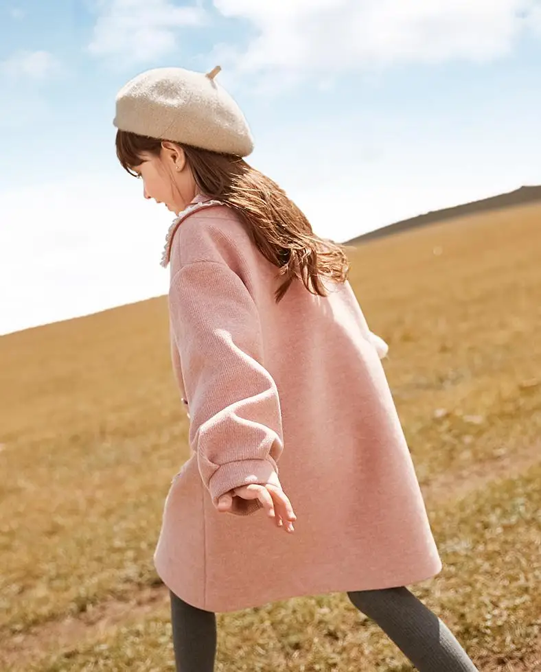 

Children Girls Fashion Overcoats With Pockets Single Breasted Turn Down Collar Jackets Coats Sweet Cute Princess Outerwear