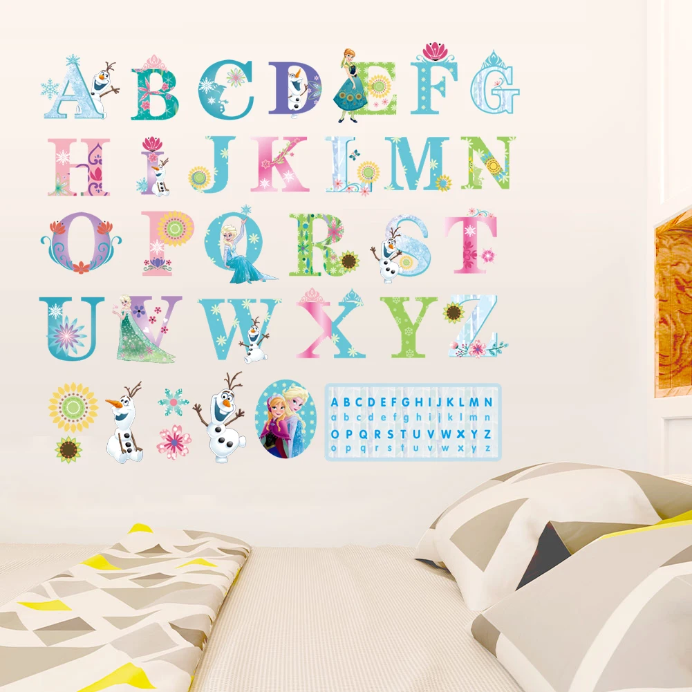 Дисней Холодное сердце Эльза Анна 26 английские буквы Алфавит настенные наклейки