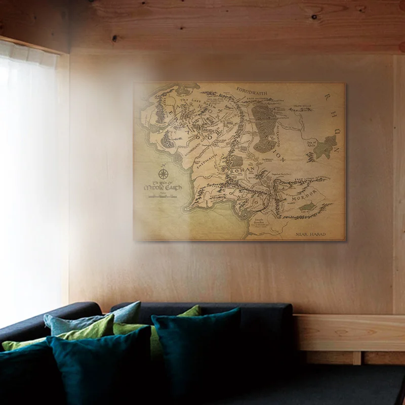 

Conisi Vintage Kraft Paper NEAR HARAD Wall Art Canvas Paintings the Realm of Middle Earth Poster Home Decor Bedroom Decoration