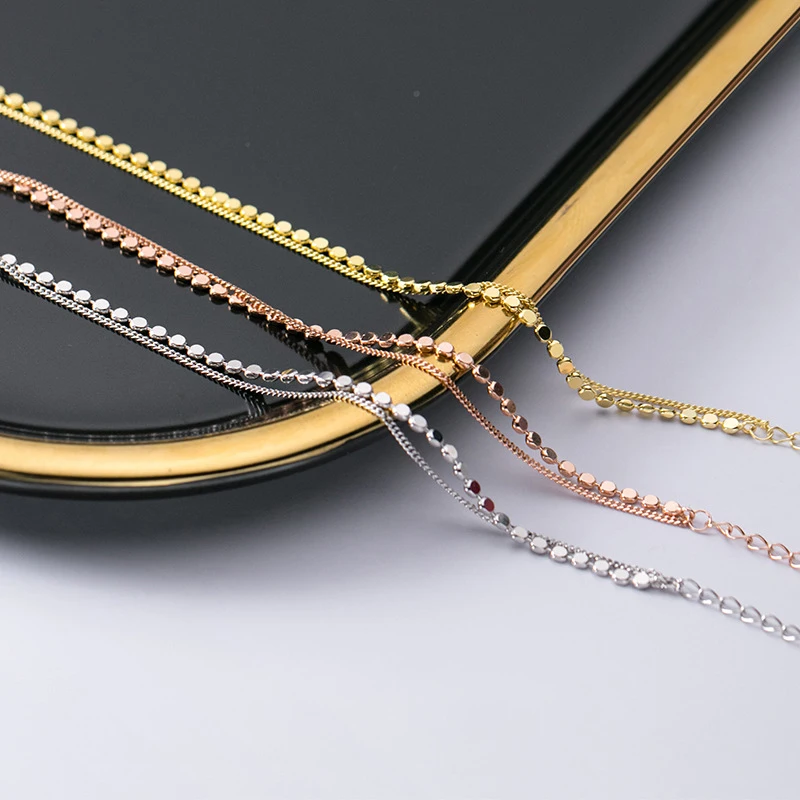 

MIQIAO Geometric Anklet Women 925 Sterling Silver Rose Gold Female Simple Fashion Chain For Ladies Sweet Aesthetic Jewelry Gift