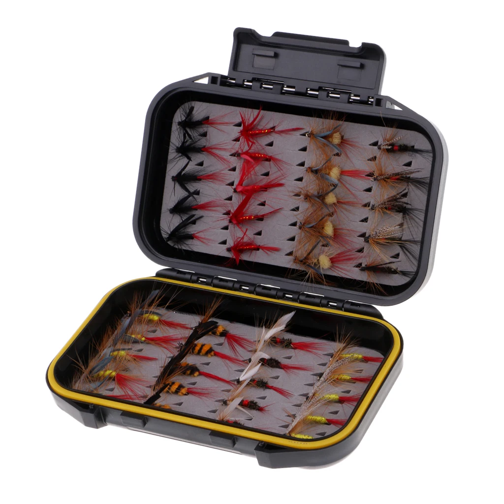 

40pcs Dry & Wet Fly Fishing Flies Assortment Artificial Feather Hook Baits