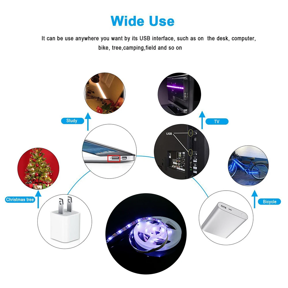 IP65 Водонепроницаемый 5 в SMD USB СВЕТОДИОДНЫЙ светильник полоса для телевизора с RGB