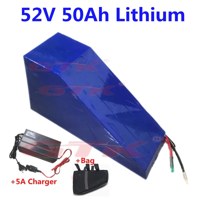 

Triangle 52V 50Ah not 35ha 30ah 20ah lithium ion battery pack with 14S BMS for Mountain electric bicycle snowbike+5A charger