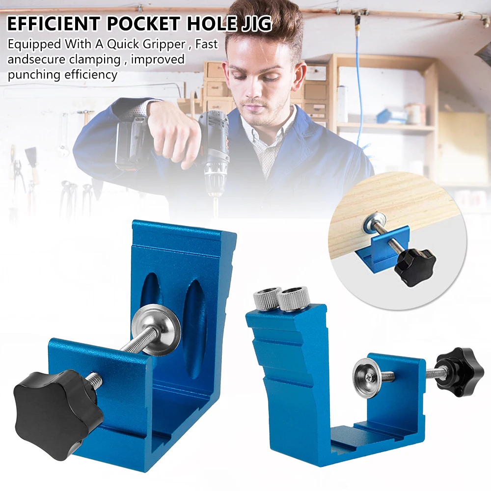 47pcs Woodworking Pocket Hole Jig Oblique Locator Screw Dowel Drill Joinery Positioner Puncher Angle Drilling Guide Tools |