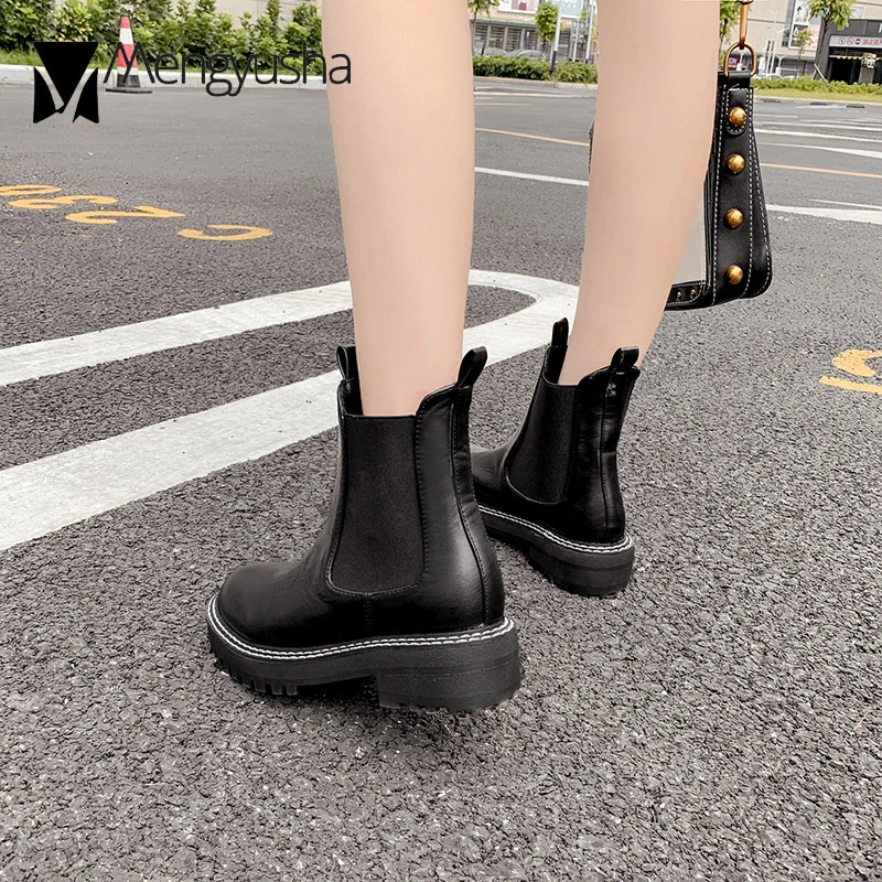 Утепленные на толстой подошве пинетки mujer зимние женские эластичные низком