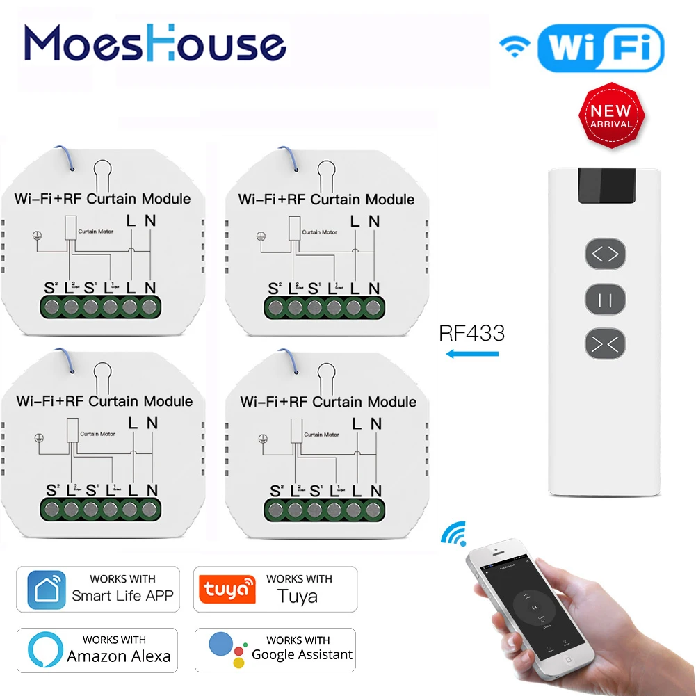 Tuya Wi Fi RF роликовой шторы жалюзи модуль автоматического включения света с пультом