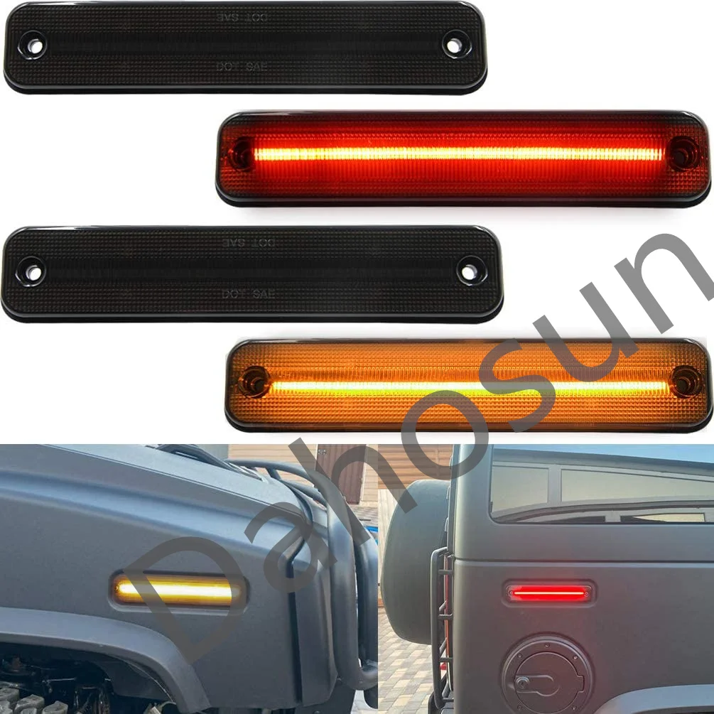 

2pcs Dahosun Amber Dynamic LED (Front/Rear) Side Marker Lights for 2003-2009 Hummer H2 Smoked Lens Flowing signal Lights