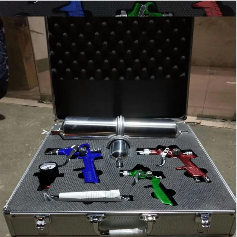 Новый экологичный H827 + H2000 пистолет-распылитель алюминиевый ящик набор