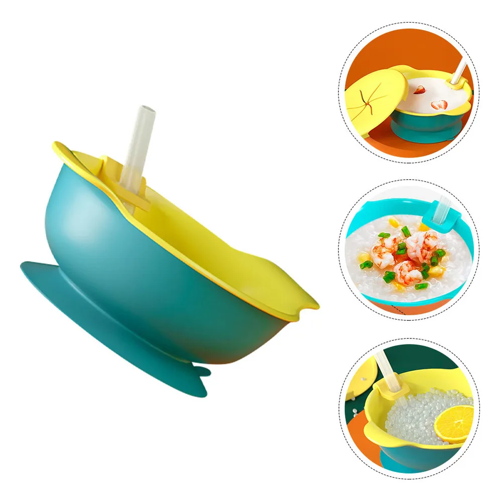 

1Pc Silicone Suction Bowl Useful Baby Feeding Bowl Straw Bowl Infant Tableware
