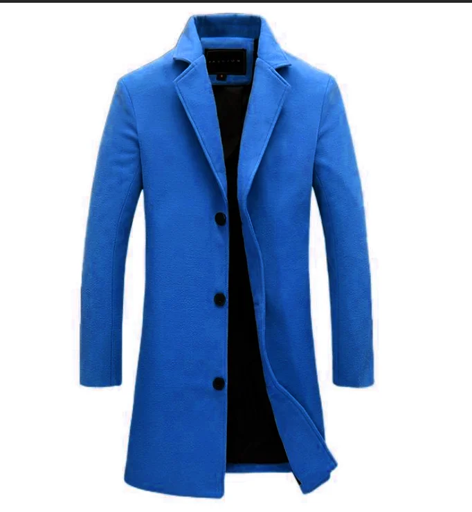 Новое мужское модное длинное шерстяное пальто на осень и зиму приталенное
