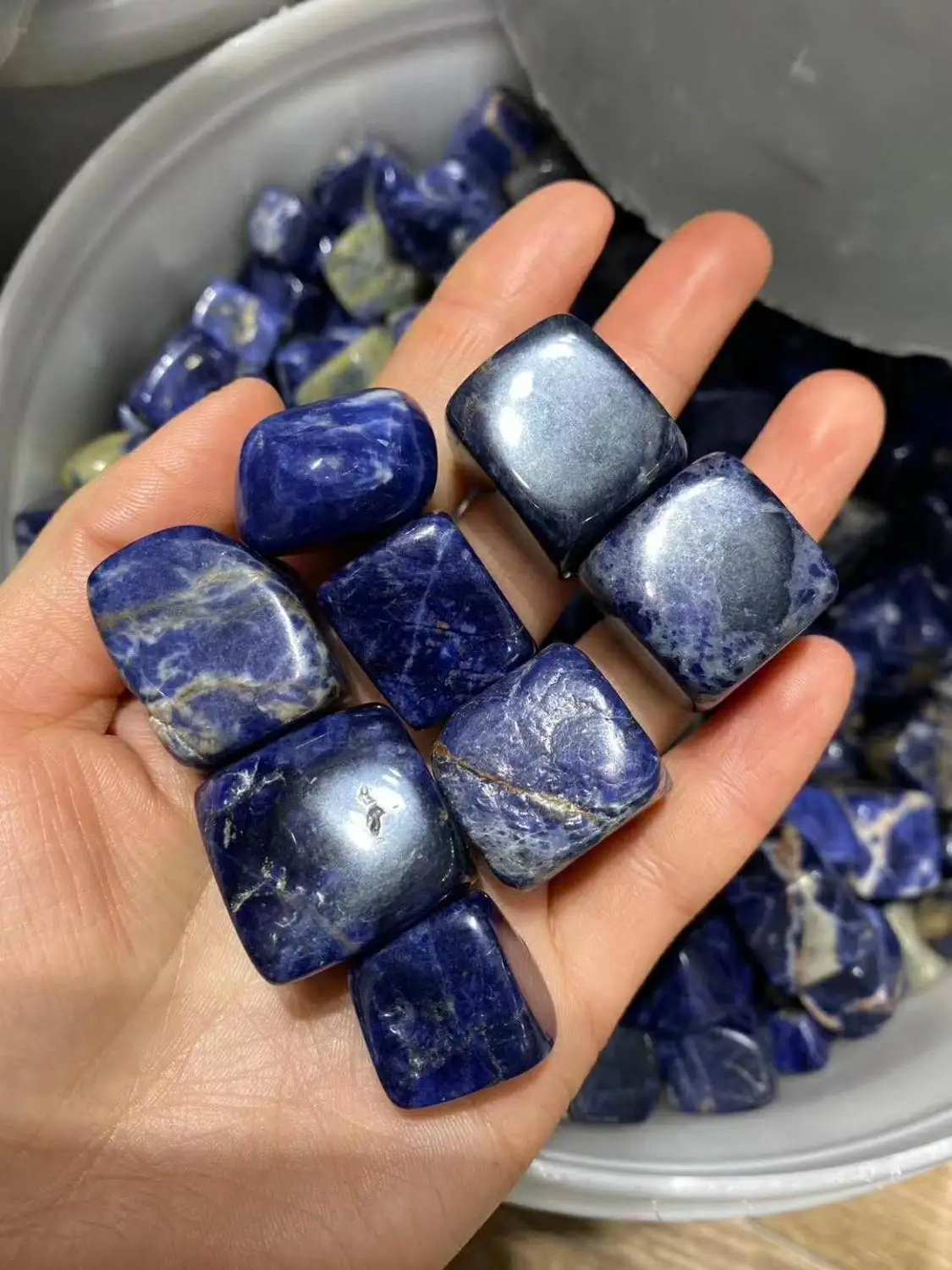 

Natural Sodalite Blue veins Stone Reiki Healing Crystals Meditation Decor