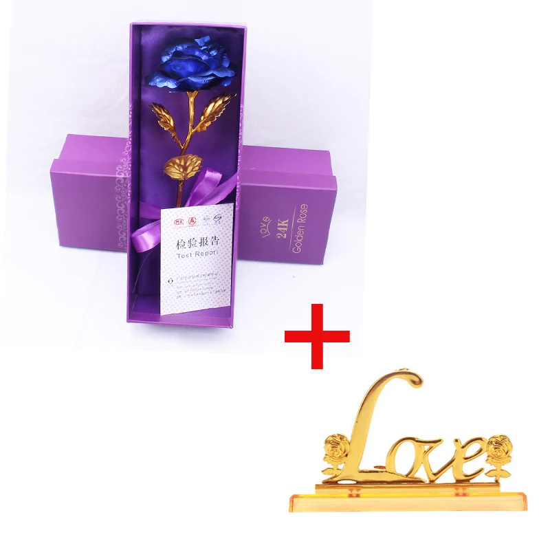 blue rose base Дропшиппинг День Святого Валентина 24K Фольга Золотая Роза креативный подарок длится навсегда любовь Свадебный декор любовник Роза - Цвет: blue rose base