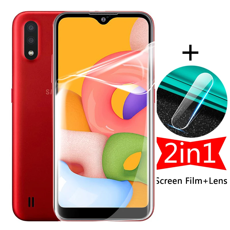 2 in 1 Screen Hydrogel Film On for Samsung Galaxy A01 Core M01 A 01 M 0 1 + Camera Lens Protector sa