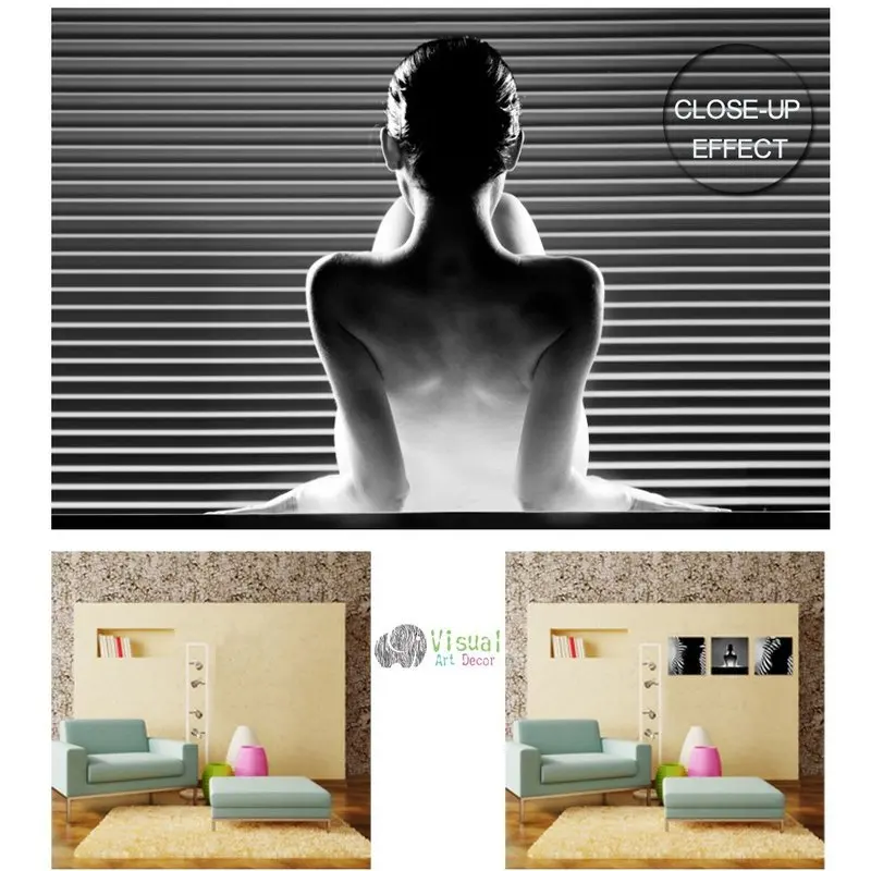 Обнаженная женская парусиновая настенная Художественная печать черная и белая