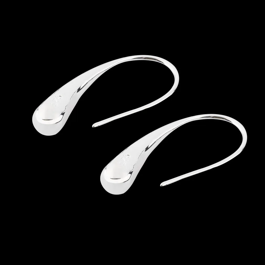 

2020 Women Girls Ladies Waterdrop Teardrop Raindrop Hook Silver Plated Stud Earrings jewelry For Valentine Gifts Silver Color