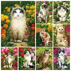 5D алмазная живопись, животные, кошка, цветок, Набор для вышивки крестиком, мозаика стразы, украшение для дома, художественные наклейки на стену