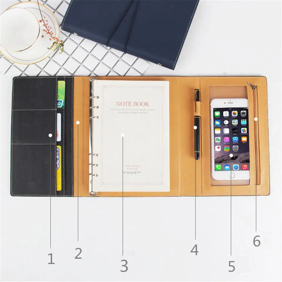 Блокнот А5 в деловом стиле кожаный блокнот на спирали твердом переплете