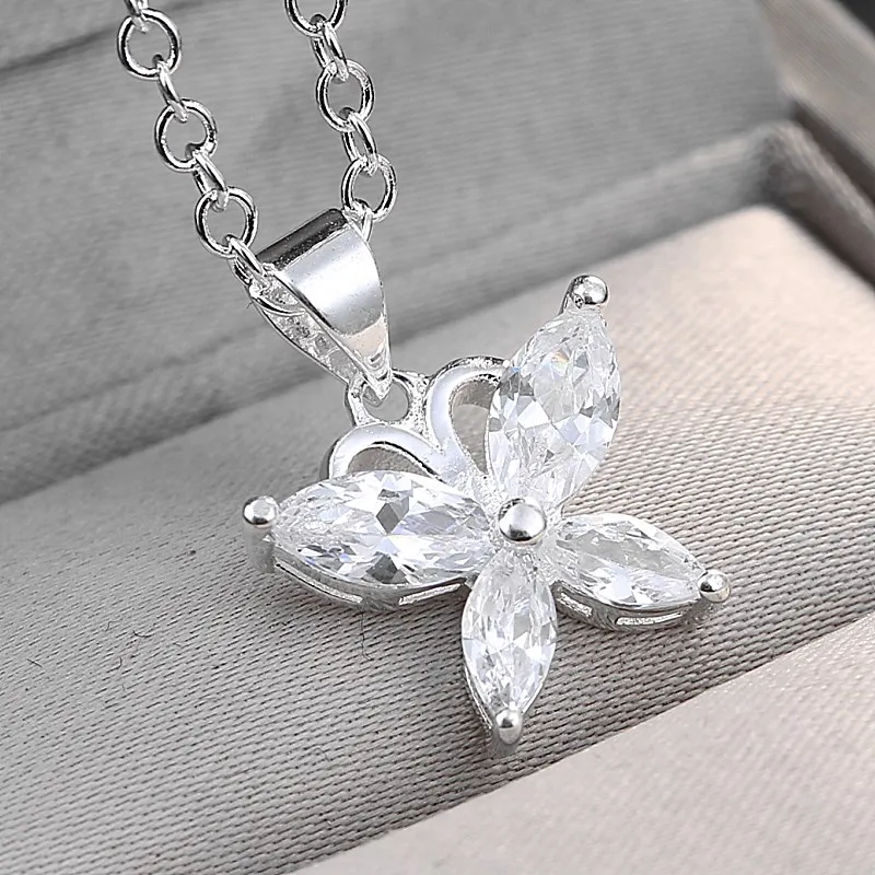 

Новый Серебряный кулон очарование темперамент Женский дикий бабочка инкрустация Цирконом пункт