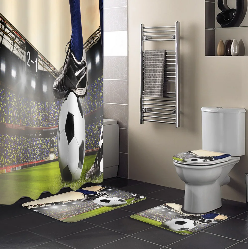 Гимназия футбольные мячи занавески для душа водонепроницаемый набор душевых