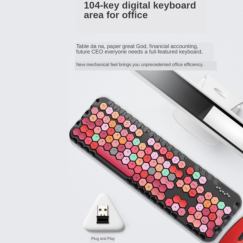 

Wireless Keyboard and Mouse 2.4GHz Color Lipstick Keyboard 104 Keys for Windows XP / Win7 / Win8 / Win10