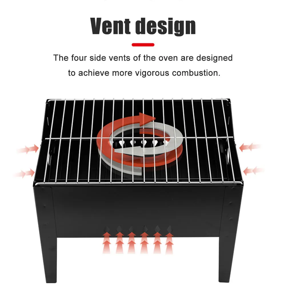 

Charcoal Stove Party Garden Barbecue Grill Hiking Outdoor Camping Picnic Easy Install Foldable Portable Durable Home Cooking
