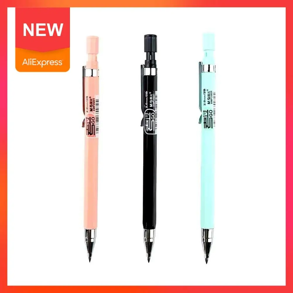 

1pc New Candy Color Mechanical Pencil 2.0mm Thick Core Gift 2b Thick Supplies Stationery For Student Pencils Refill Cute Pe Y7N3
