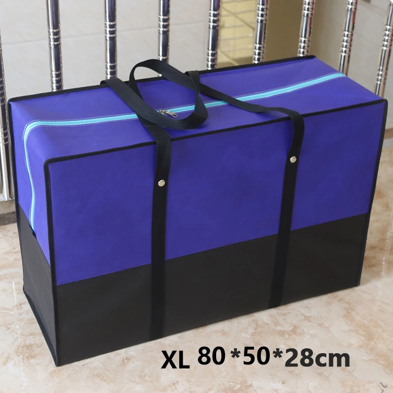 BLUE XL 80x50x25cm Переносная большая сумка из водонепроницаемого холста, Большая вместительная Мужская Дорожная сумка из ткани Оксфорд, стеганая сумка, упаковка для багажа - Цвет: BLUE XL 80x50x25cm
