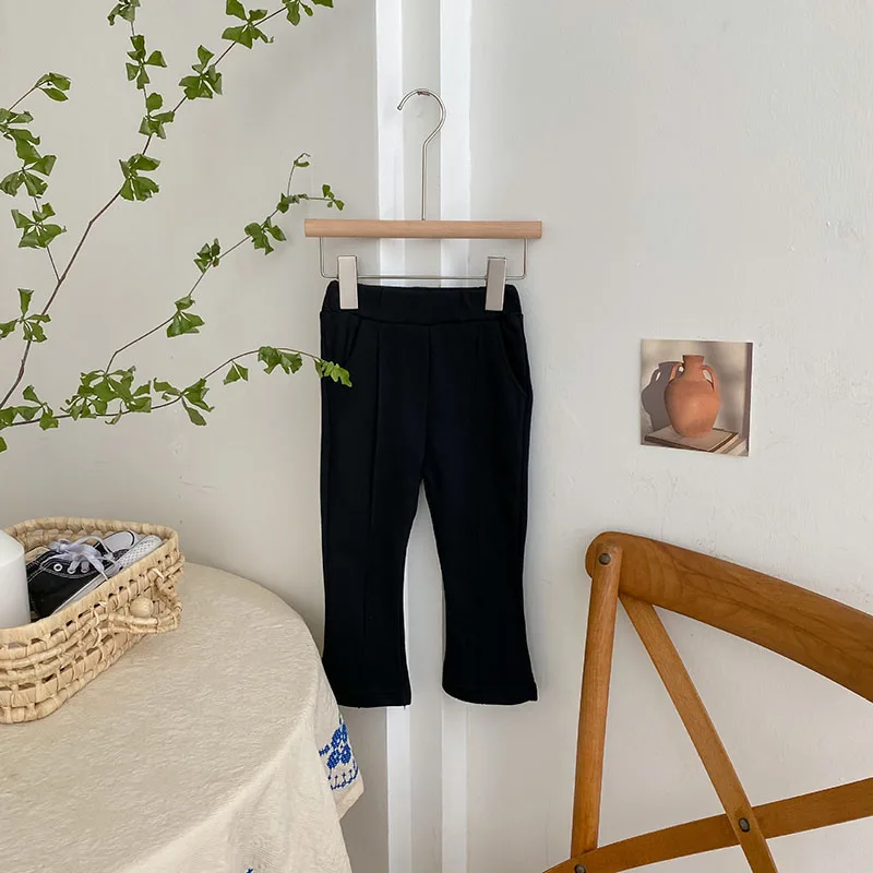 

New autumn 2021 children's wear girls' Korean solid color flared pants baby casual trouser 2-214