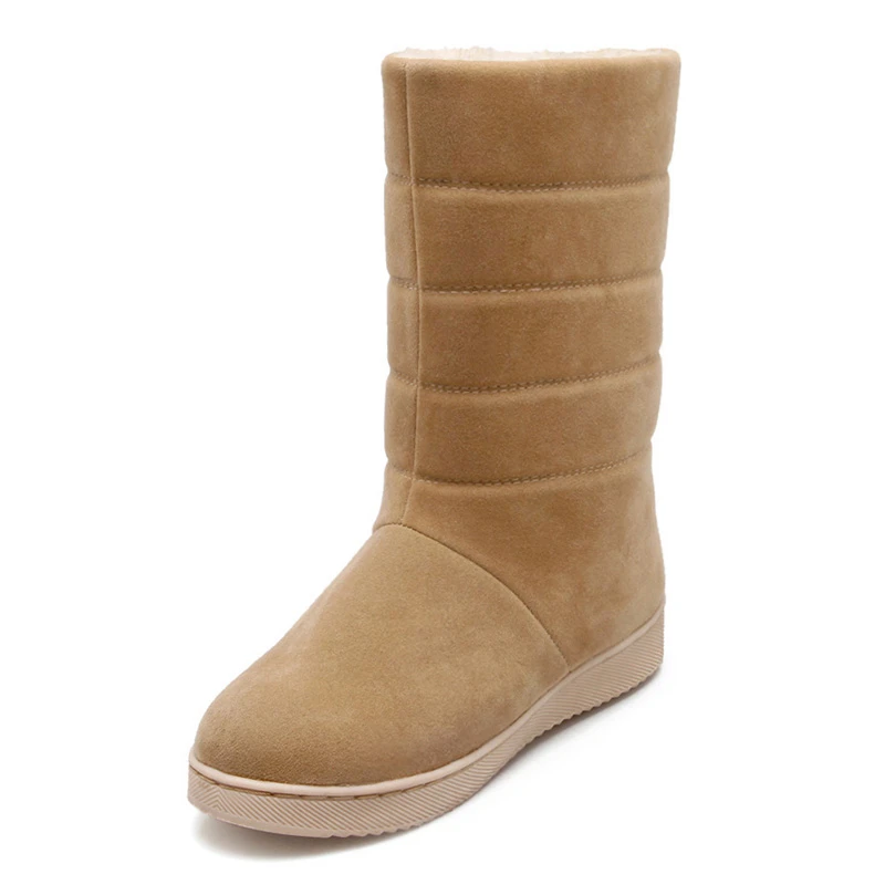 Зимние сапоги до середины икры женская зимняя теплая обувь на плоской подошве