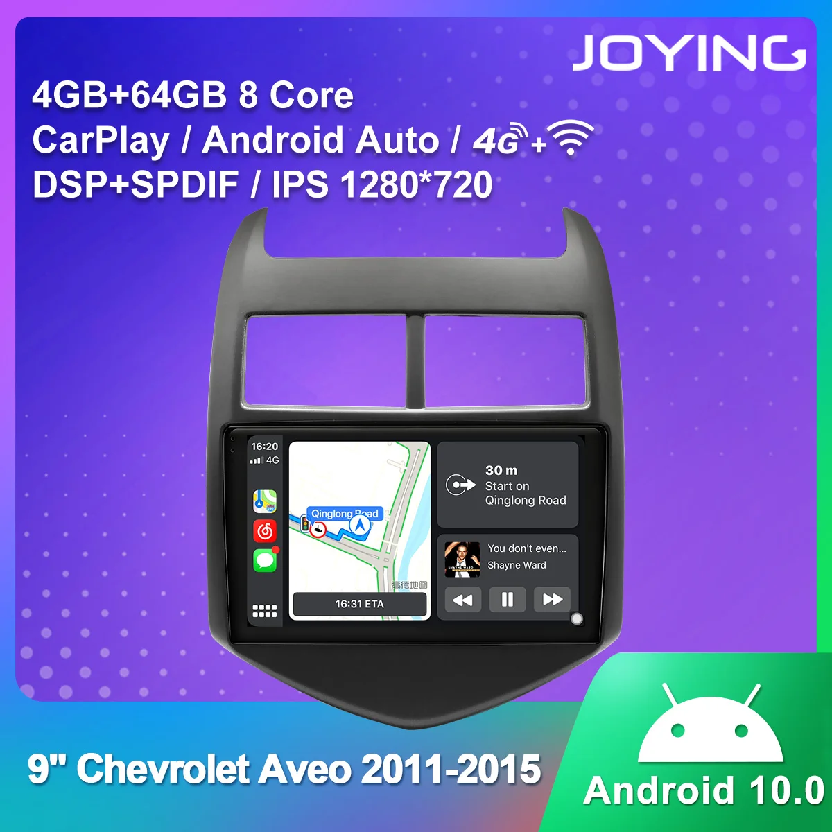 

JOYING Android 10.0 9 inch car radio 4GB RAM+64GB ROM 1280*720 IPS screen for Chevrolet Aveo 2011-2015 autoradio video player