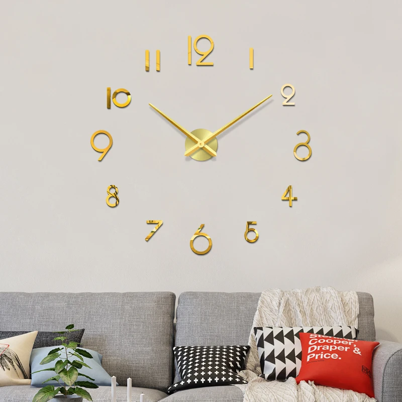 Модные 3d-часы большого размера зеркальные наклейки сделай сам Короткие