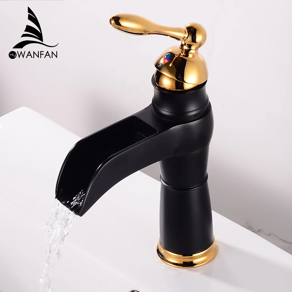 

Смесители для умывальника, водопад, смеситель для умывальника с одной ручкой, античный смеситель для ванны, латунный кран для раковины, черн...