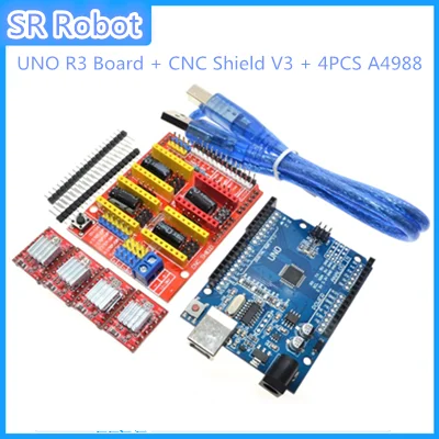 Набор 3D принтеров для Arduino с платой UNO R3 + щит ЧПУ V3 4 шт. A4988 радиатор 3 D аксессуар