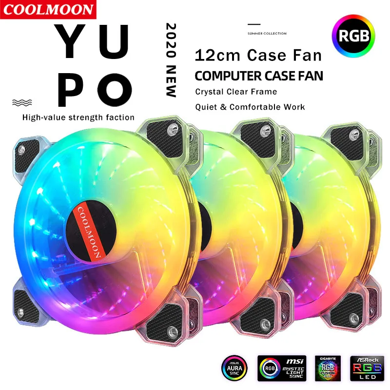 

6PIN RGB 120mm Silent Cooling Fan CPU Silent Cooler PC Computer Case Fans Heatsink Ventilador Adjust Speed Aura Sync Radiator