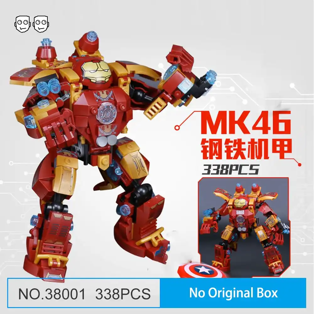 38001 Without Box Супер герои, фильмы, халкбастер Железного человека, механический набор для разбивания, строительные блоки, игрушки для детей, подарки, совместимая серия Marvel 76104 - Цвет: 38001 Without Box
