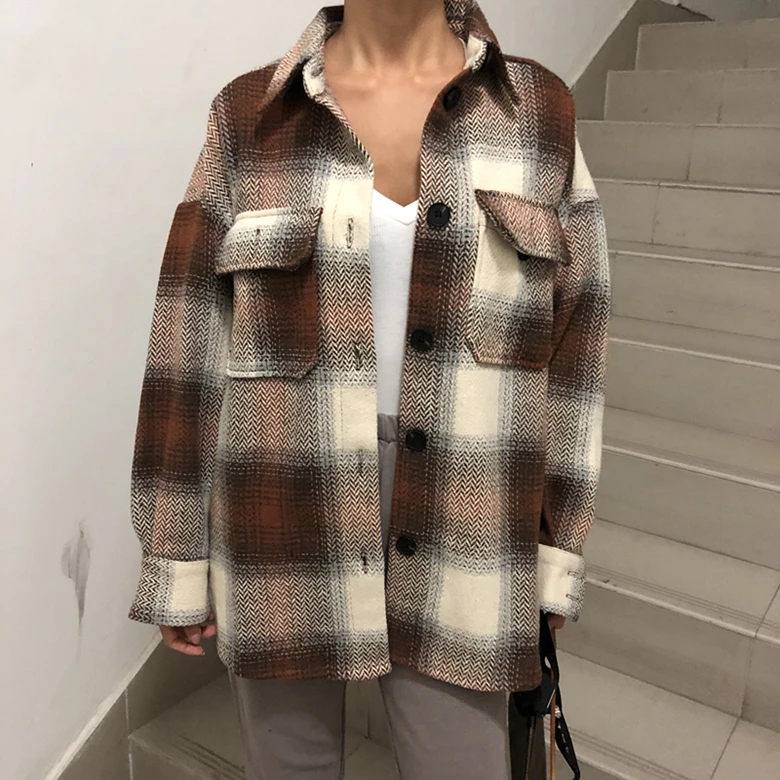 LUZUZI 2019 винтажные женские шерстяные пальто с длинным рукавом модная Женская