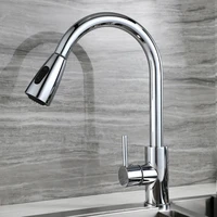 sianco brushed stainless steel chrome black kitchen faucet single hole pull out sprayer head mixer tap rotatable sink faucet