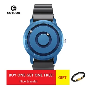 Часы EUTOUR мужские магнитные, водонепроницаемые, силиконовые, с синим магнитом