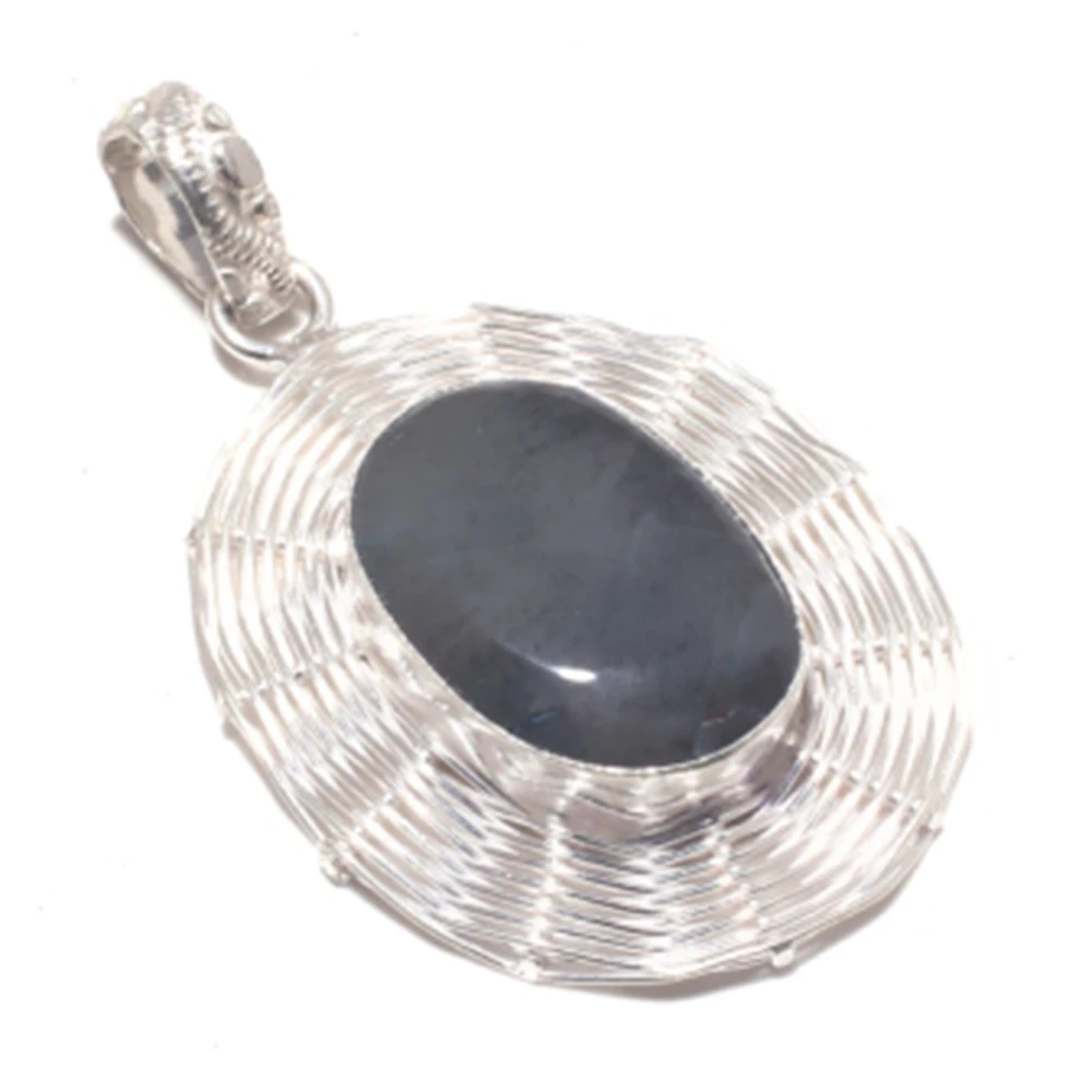 

Genuine Dendrite Opal Pendant Silver Overlay over Copper, Hand made Women Jewelry gift , P8787