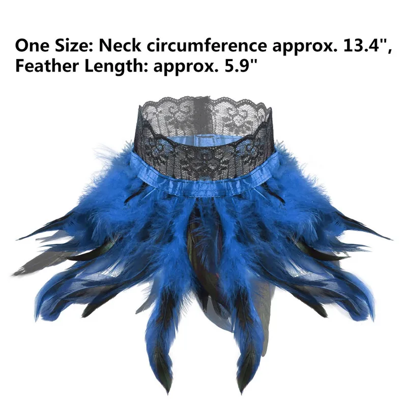 Женское готическое викторианское Кружевное колье с натуральным пером воротник