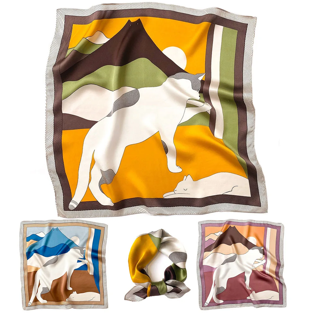 OMEA небольшой площади 100% шелковый шарф женский хиджаб роскошный носовой платок с