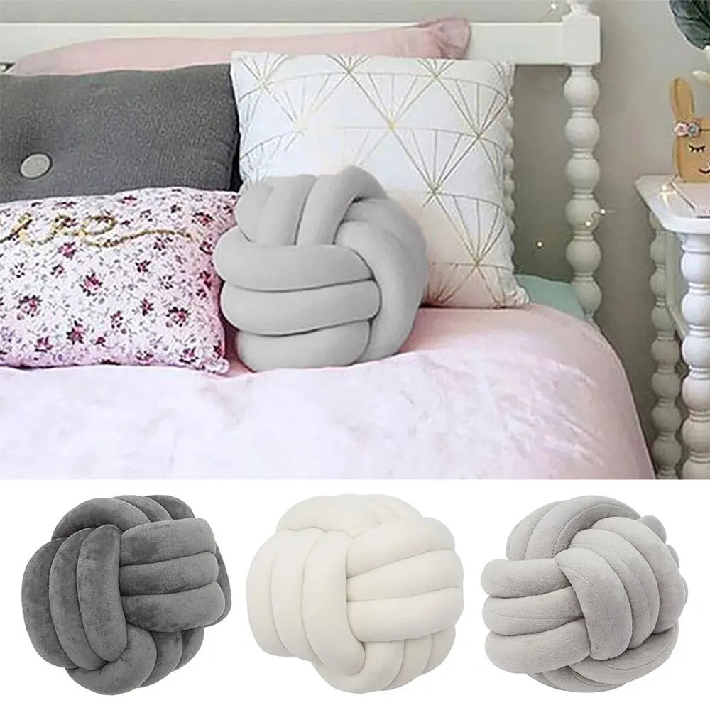 

Warm Nordic Style Pillow Cushion Velvet Ball Knot Cushion Solid Color Baby Rest Sleep Dolls Stuffed Kid Adult Bedroom Decor