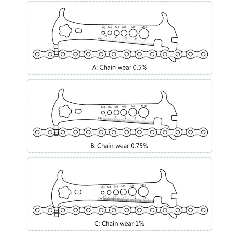 

Bicycle Chain Checker Portable Chain Wear Indicator Bike Chain Wear Gauge Tool