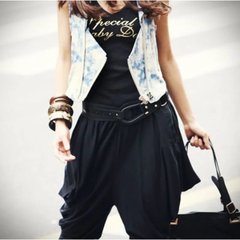 Брюки женские Мешковатые эластичные в стиле хип хоп пикантные шаровары для