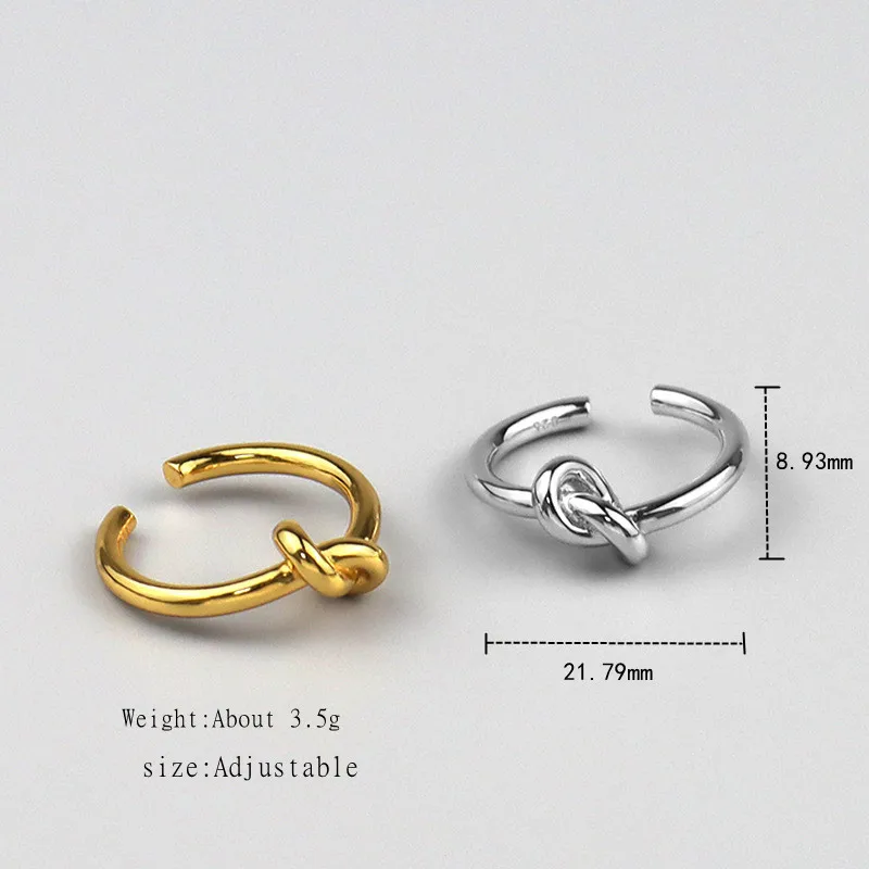 

Lispector 925 Sterling Silver Korean Slim Rope Knotted Rings for Women Minimalist Industrial Style Rings Punk Unisex Jewelry