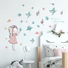 2022, бабочки, цветы, девочка, кролик, настенные наклейки сделай сам, настенные наклейки, обои для дома, фрески, детская комната, украшение для детской спальни