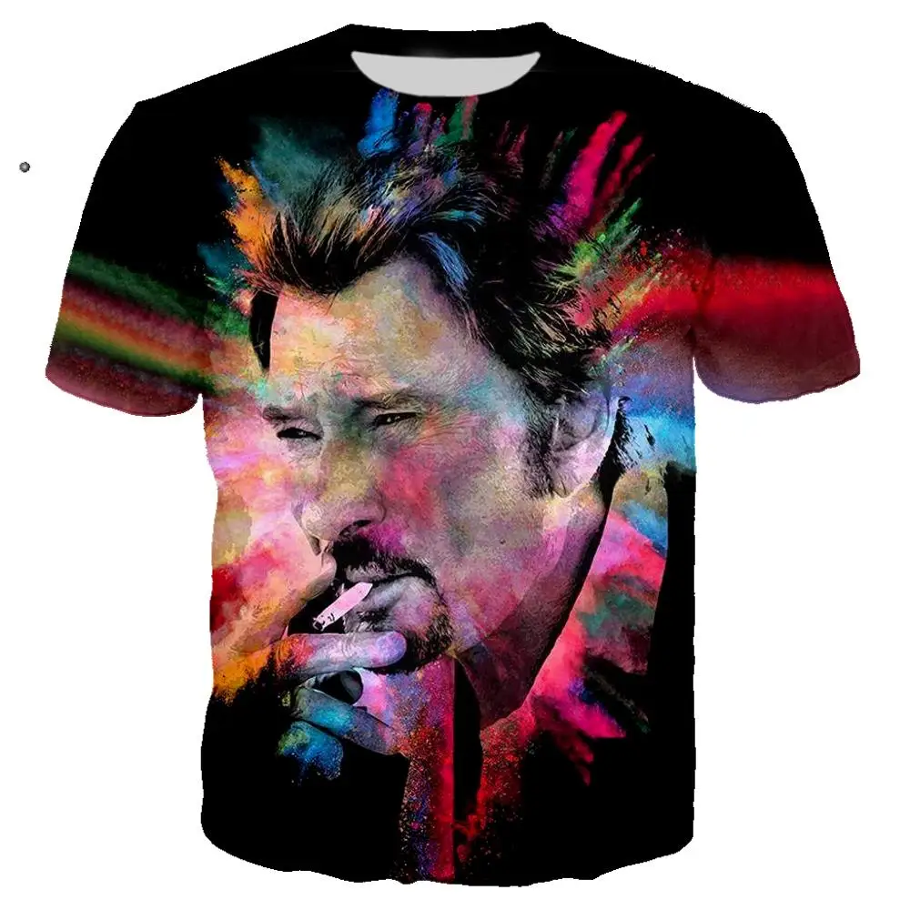 

Popular Johnny Halliday t shirt 3D Print Rock tshirt Unisex Casual Streetwear hip hop clothes harajuku Tops Camiseta hombre 5XL